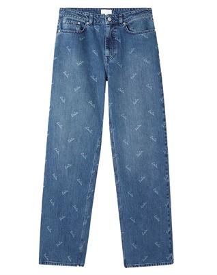 Paola Printed Logo Jeans - Denim Washed Blue